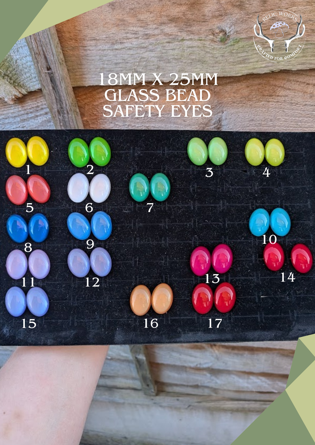 Glass Bead Safety Eyes - 18mm x 25mm