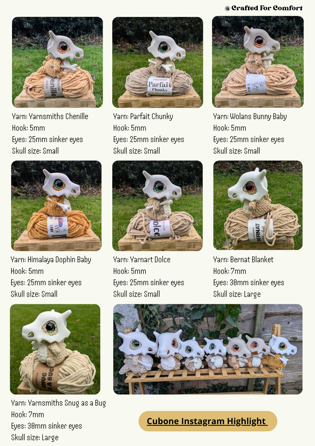 Pattern & Mixed media kit - 3D printed skull & bone and digital crochet pattern