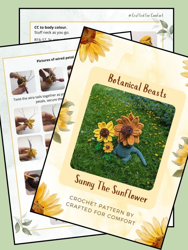 Sunflower Dragon Crochet Pattern – Botanical Beasts Amigurumi (Digital Download)