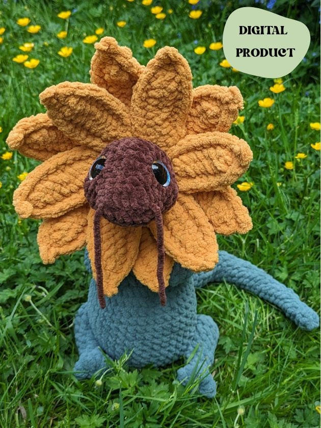 Sunflower Dragon Crochet Pattern – Botanical Beasts Amigurumi (Digital Download)