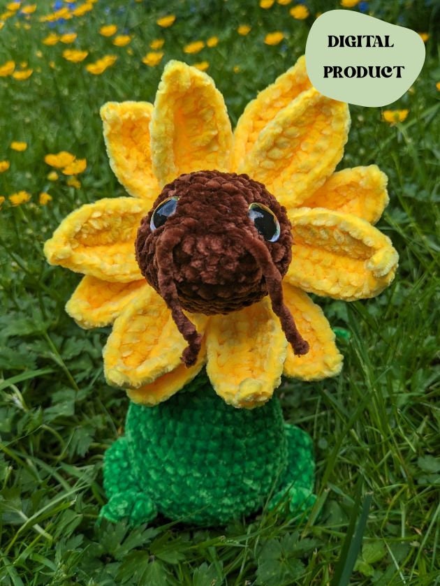 Sunflower Dragon Crochet Pattern – Botanical Beasts Amigurumi (Digital Download)