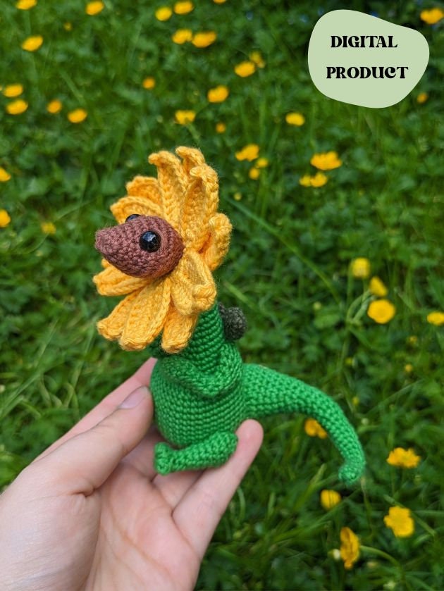 Sunflower Dragon Crochet Pattern – Botanical Beasts Amigurumi (Digital Download)