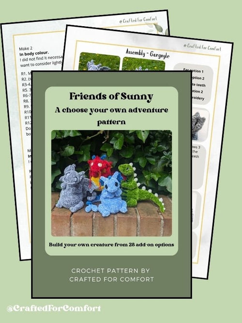 Customizable Crochet Amigurumi Pattern – Dragon, Gargoyle, Dinosaur (Digital Pattern)