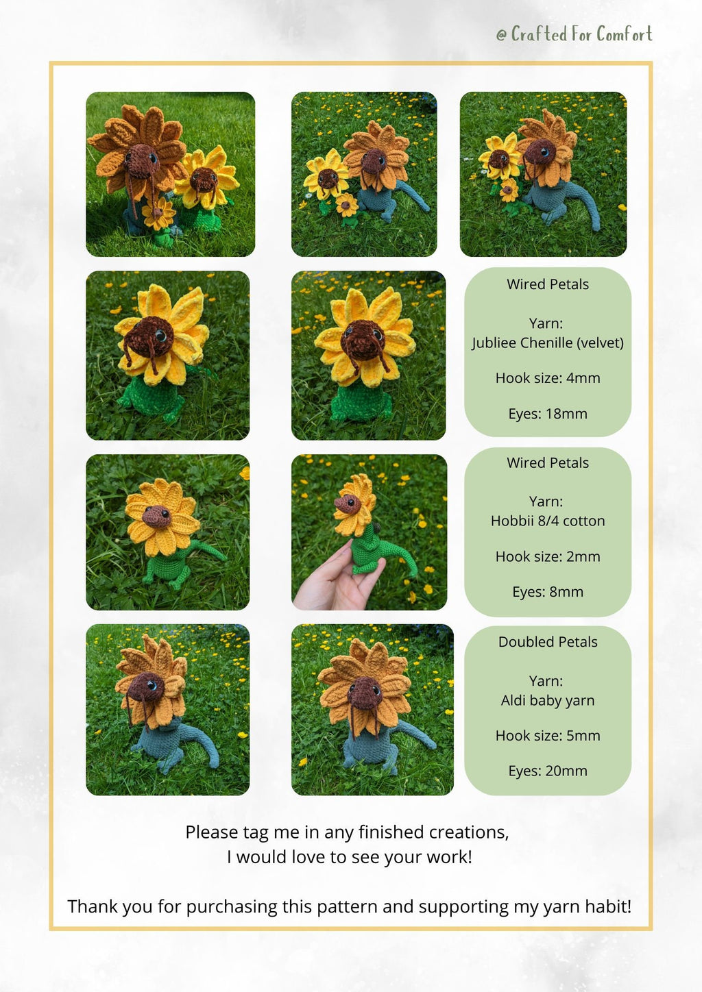 Amigurumi Crochet Pattern Bundle – Sunflower, Dragon, Gargoyle (Digital Download)