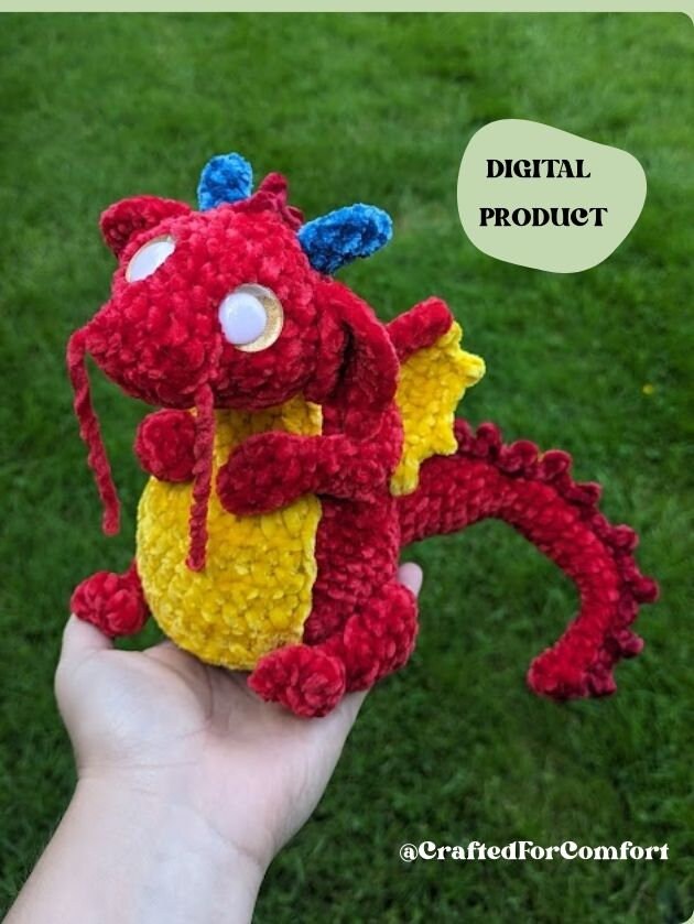 Customizable Crochet Amigurumi Pattern – Dragon, Gargoyle, Dinosaur (Digital Pattern)