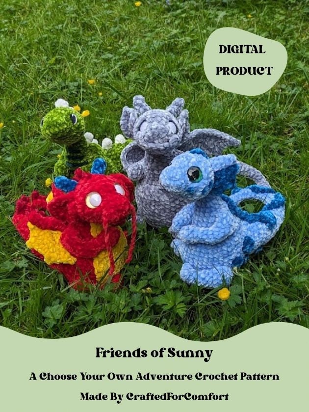 Amigurumi Crochet Pattern Bundle – Sunflower, Dragon, Gargoyle (Digital Download)