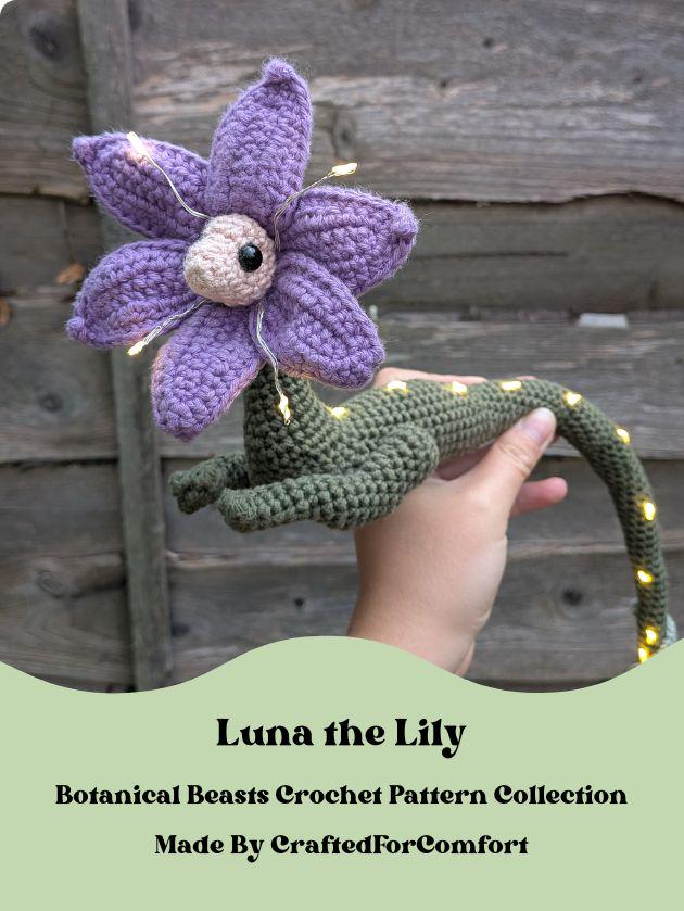 Luna the Lily Crochet Pattern - Amigurumi Flower Dragon (Digital Download)